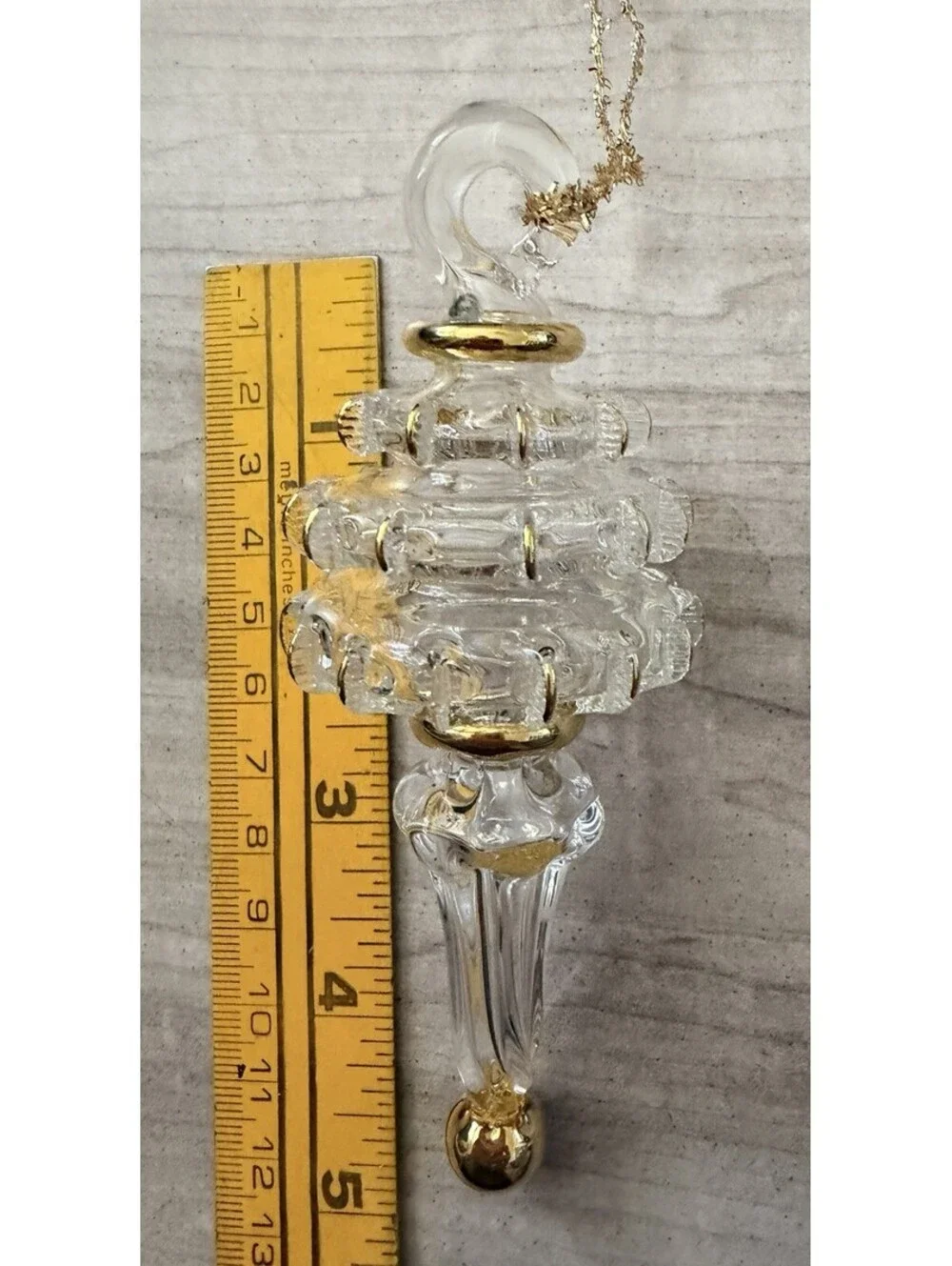 Kurt Adler Luxor Egyptian Glass Clear Gold Trim Christmas Ornament w/Tag